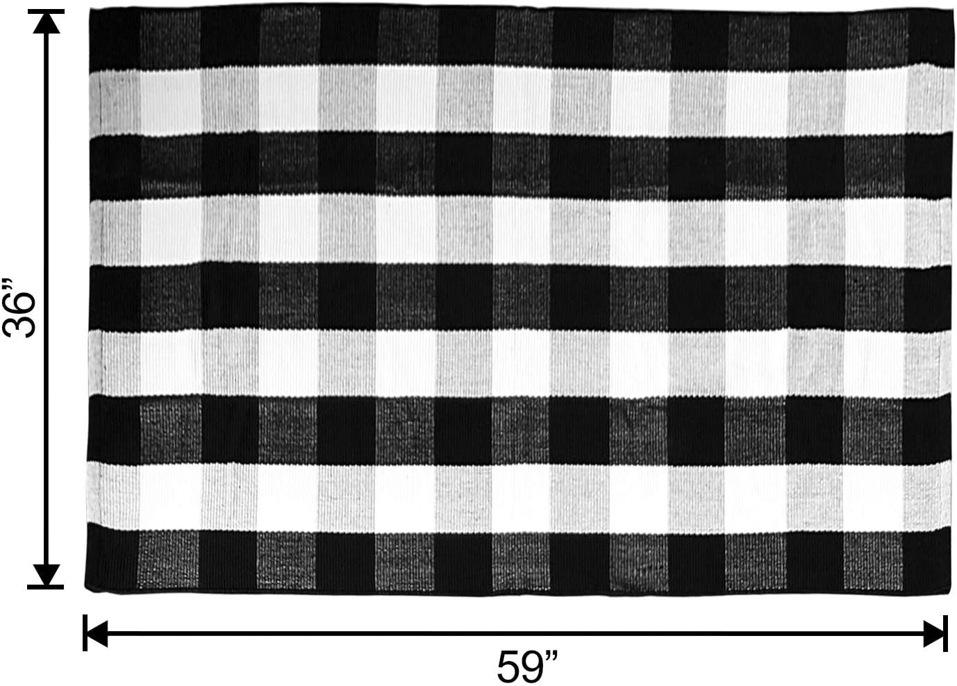 Buffalo Plaid Rug - 36"X59" Black and White Check Door Mat Outdoor - Washable Farmhouse Rugs for Kitchen/Bathroom/Front Porch/Décor - Layered Welcome Doormats - Checkered Cotton Entry Layering Mats